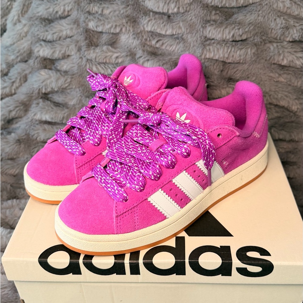 NWT - Adidas Originals Campus Fuchsia Sneakers with White Stripes